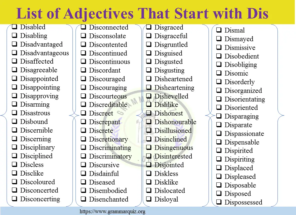 Adjectives That Start with Dis 