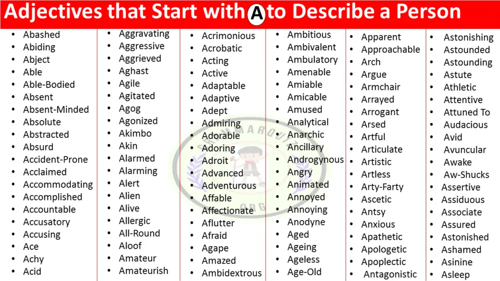 100+ Adjectives that Describe a Person: Adjectives that Start with A to Describe a Person