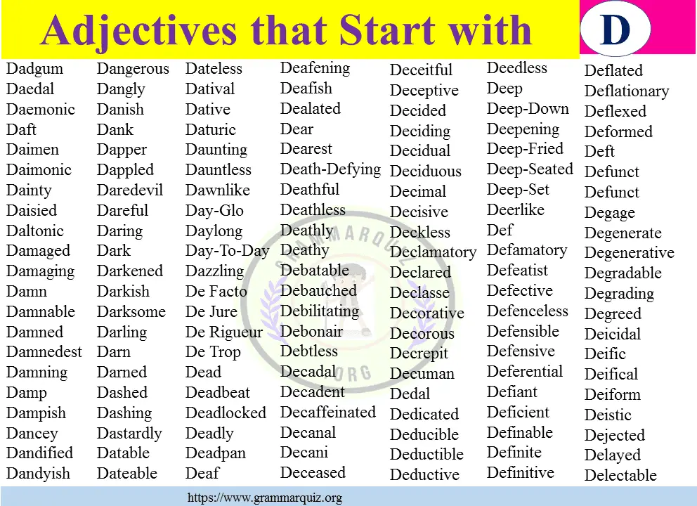 Adjectives that Start with D