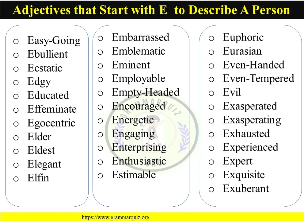 Adjectives that Start with E to Describe a Person 