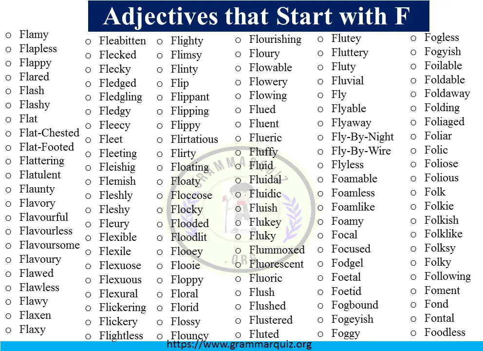 Adjectives Starting with F to Describe A Person