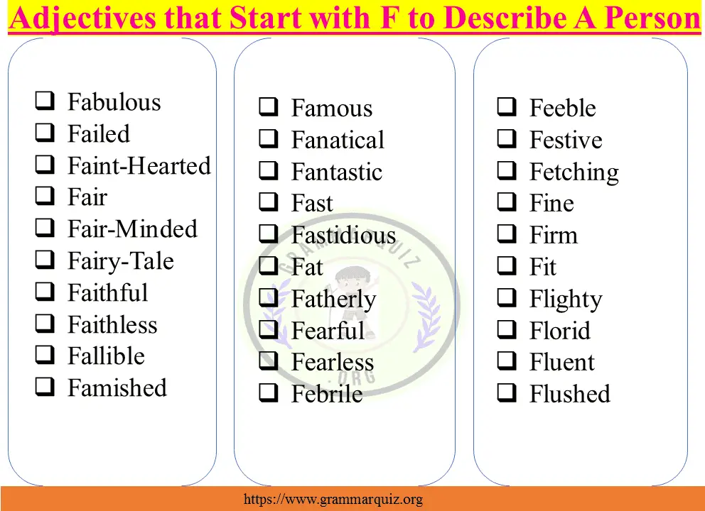Adjectives that Start with F to Describe a Person