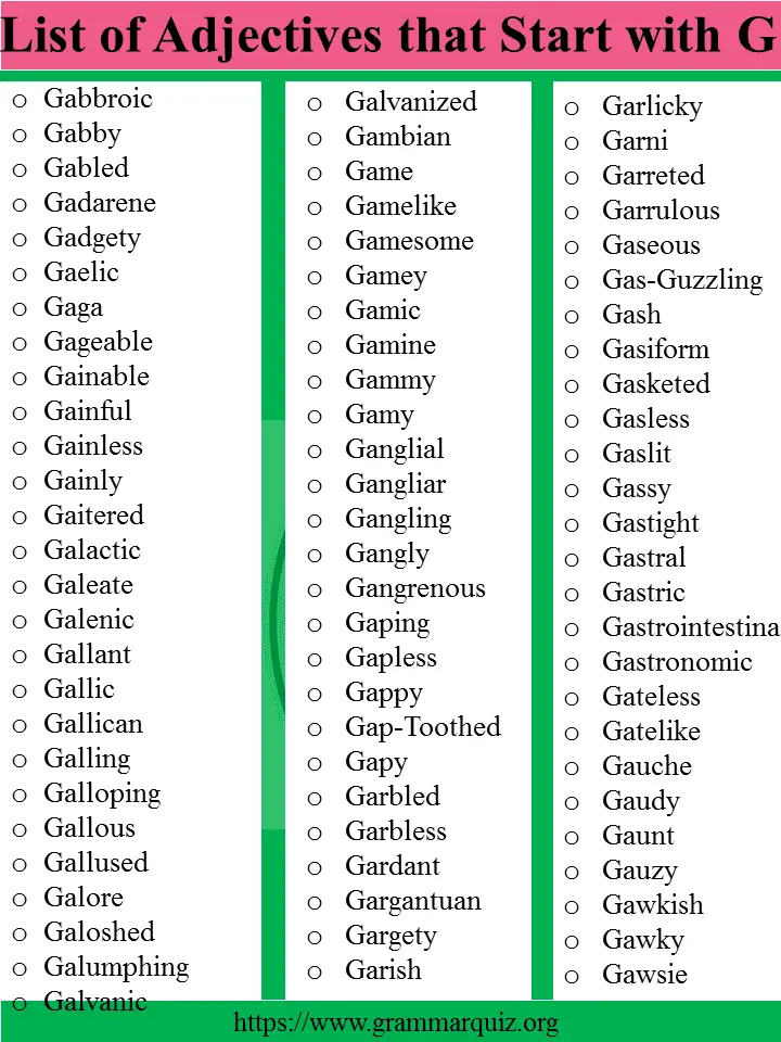 adjectives that start with g
