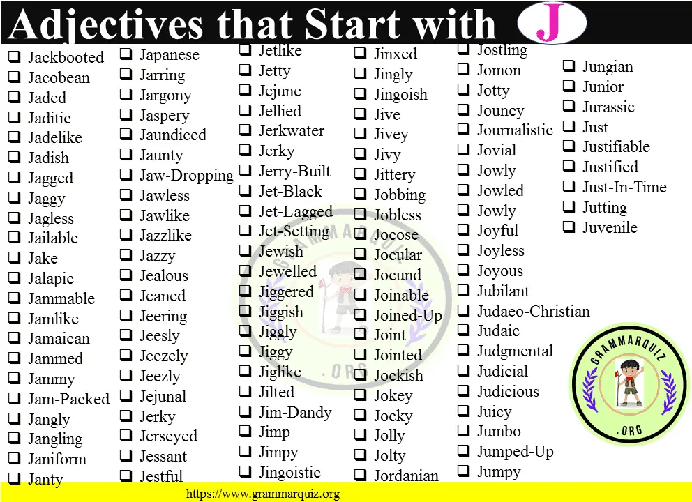 Adjectives that Start with J: 119 J Adjectives with Definitions 