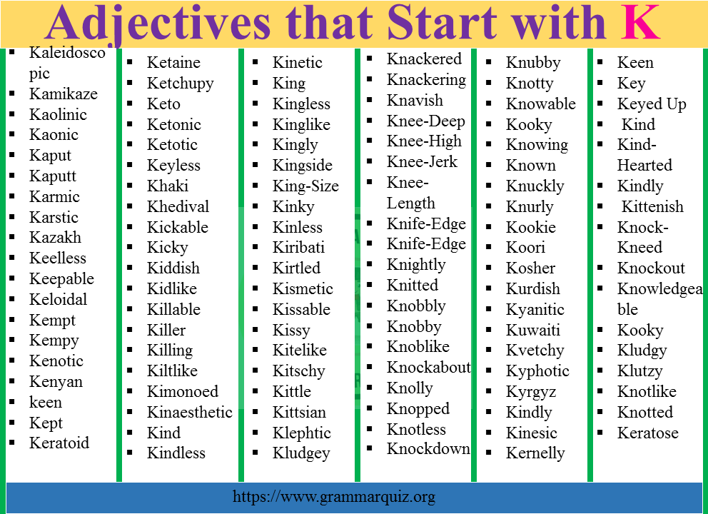 Adjectives that Start with K, adjectives that start with k to describe a person