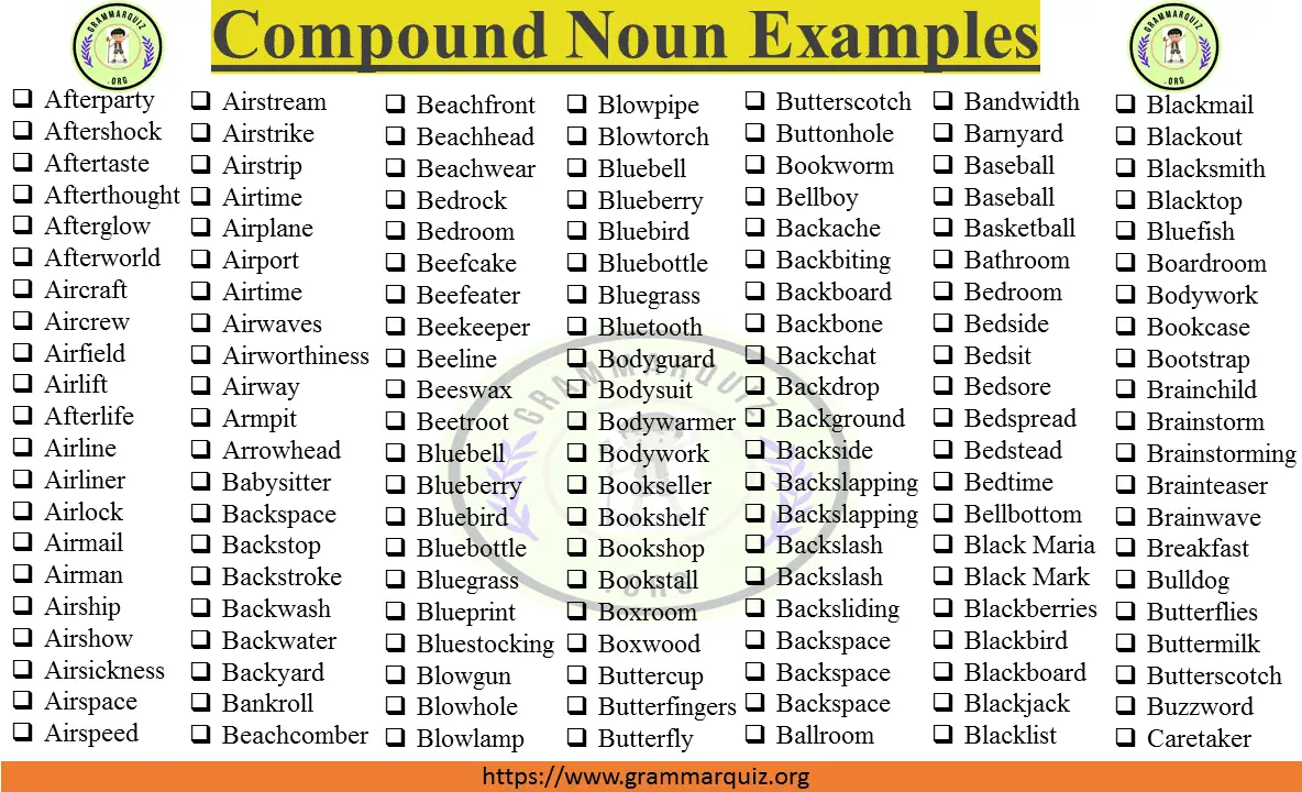 close compound noun examples