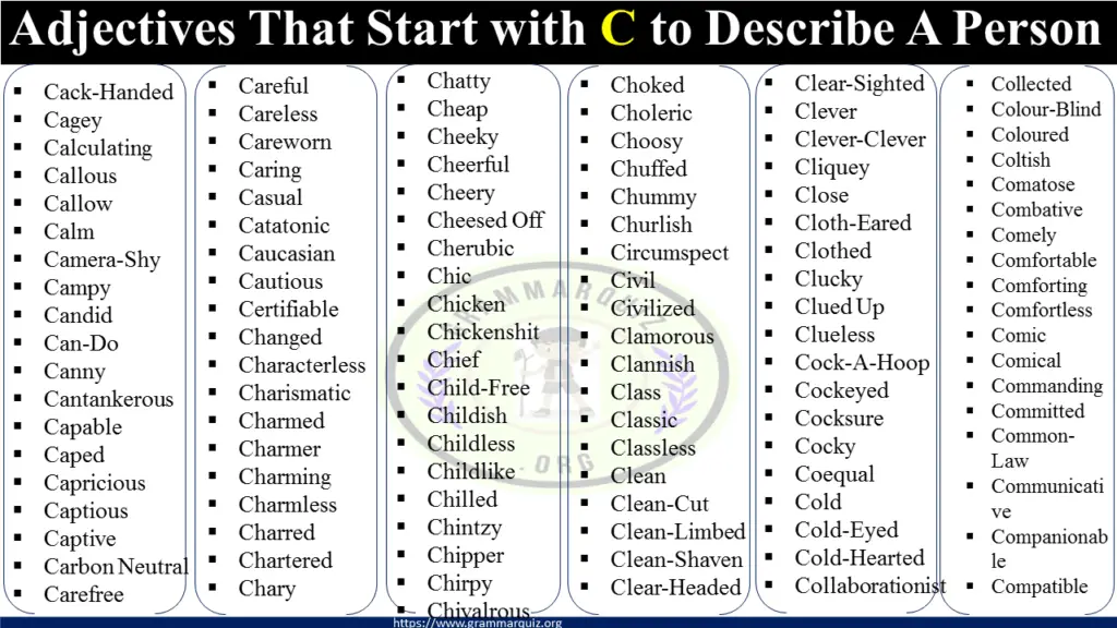 170+ Great Adjectives That Start with C to Describe A Person