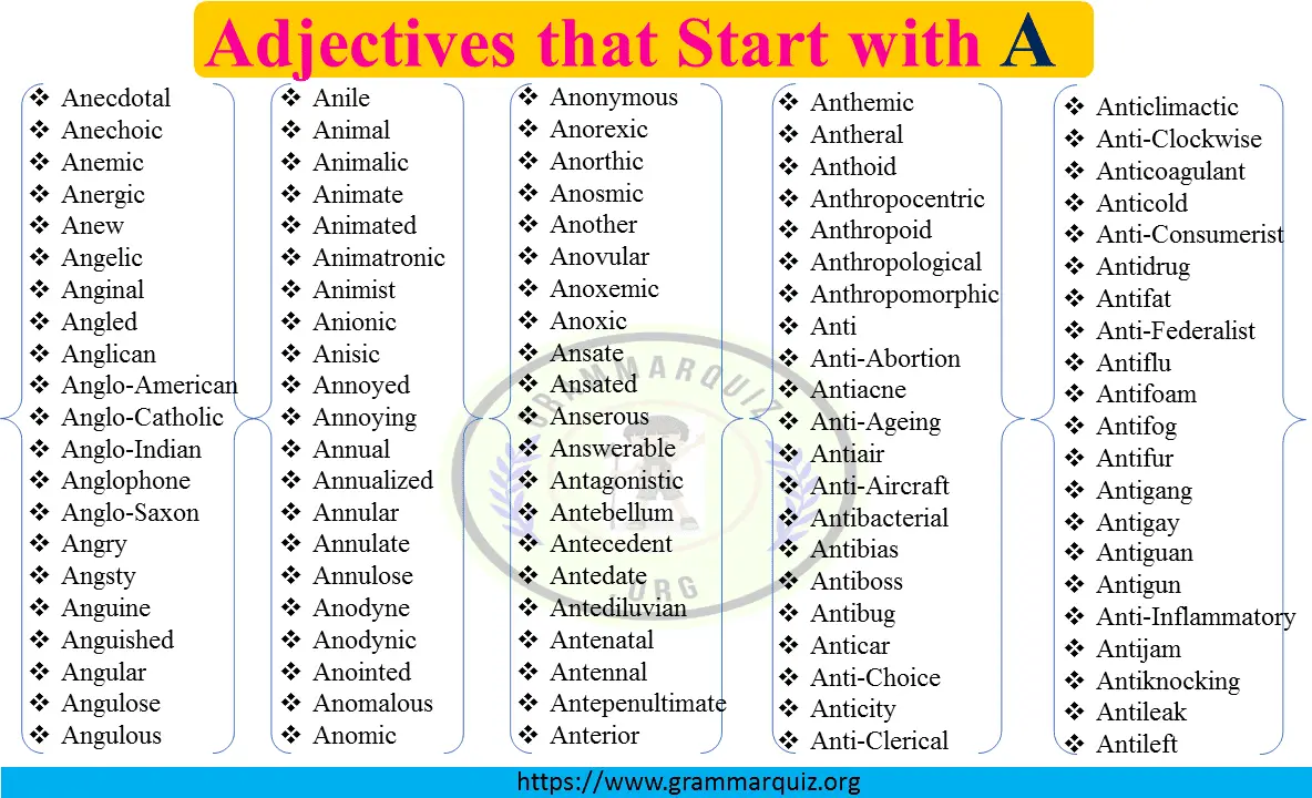 1000+ List of Adjectives that Start with A
