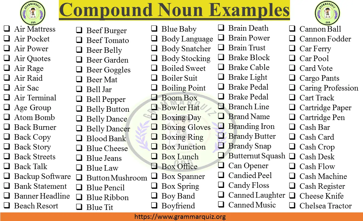 Examples of Open Compound Nouns