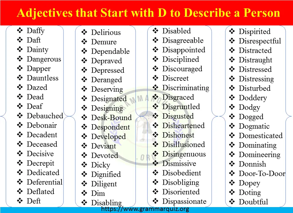 Useful Adjectives that Start with D to Describe a Person 