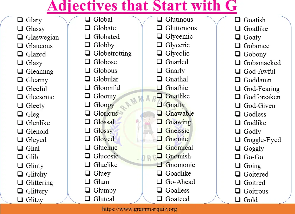 adjectives starting with g
