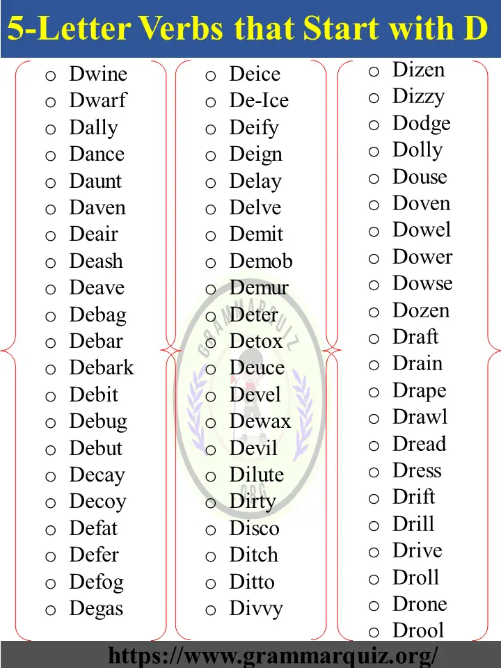 5 Letter Verbs that Start with D