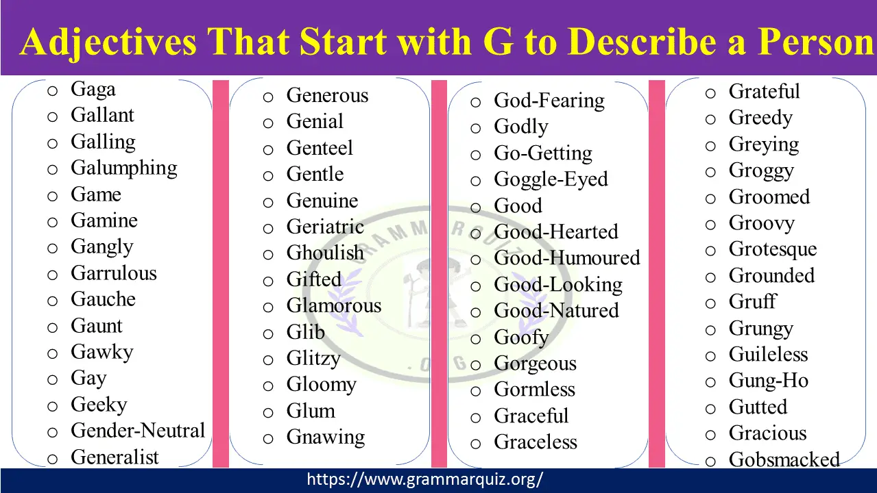 Adjectives That Start with G to Describe a Person