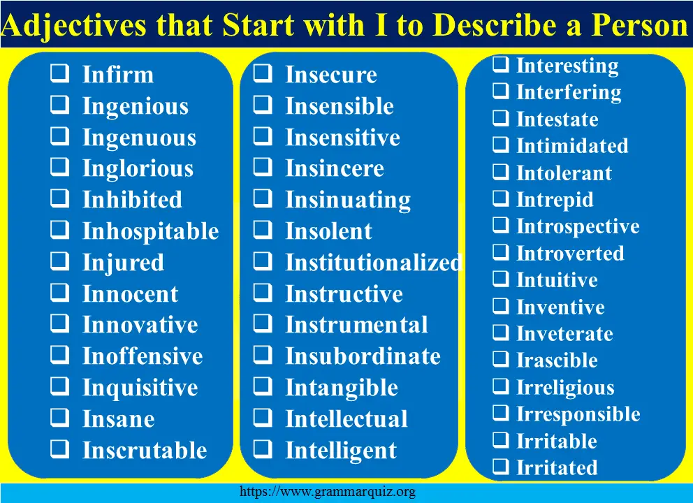 Adjectives that Start with I to Describe a Person positively 