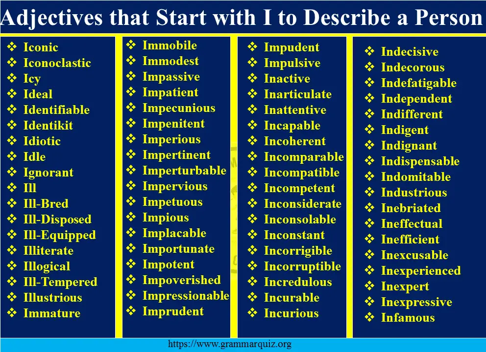 Adjectives that Start with I to Describe a Person 