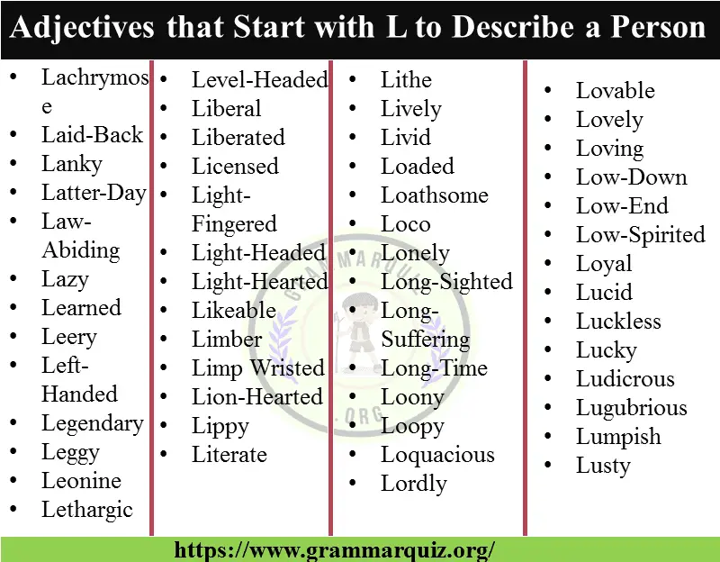 Adjectives that Start with L to Describe a Person