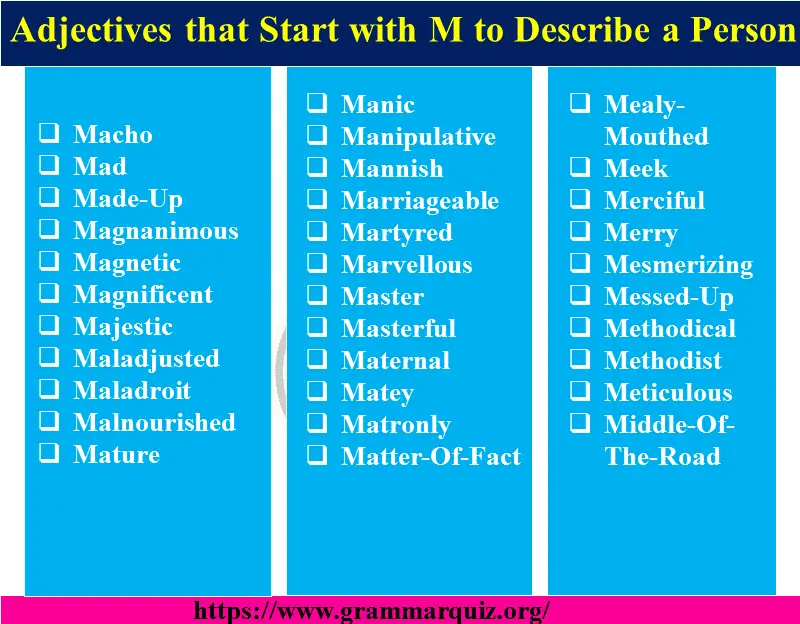 Adjectives that Start with M to Describe a Person