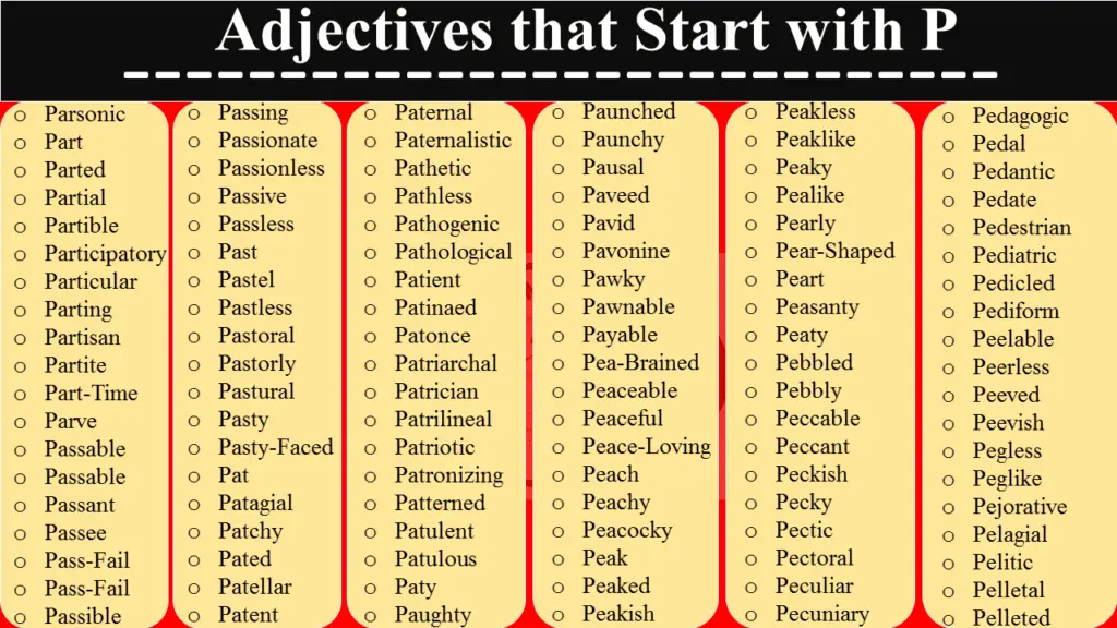 Adjectives that Start with P-2