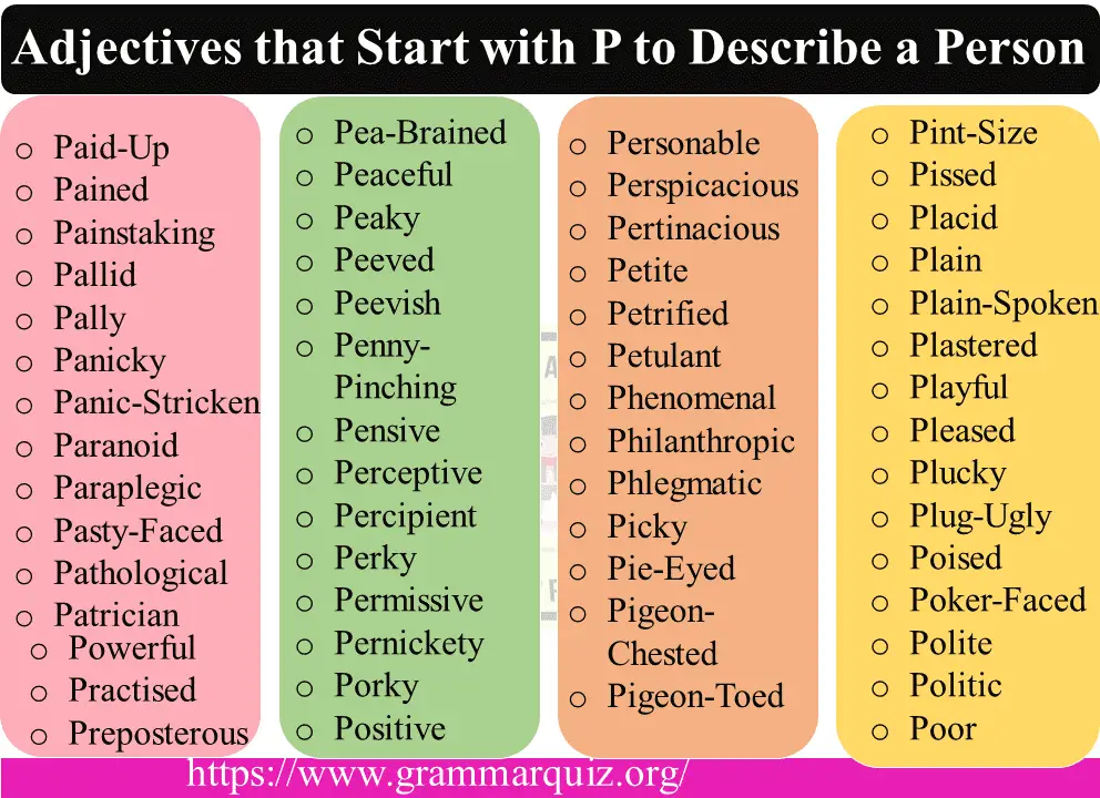Adjectives that Start with P to Describe a Person