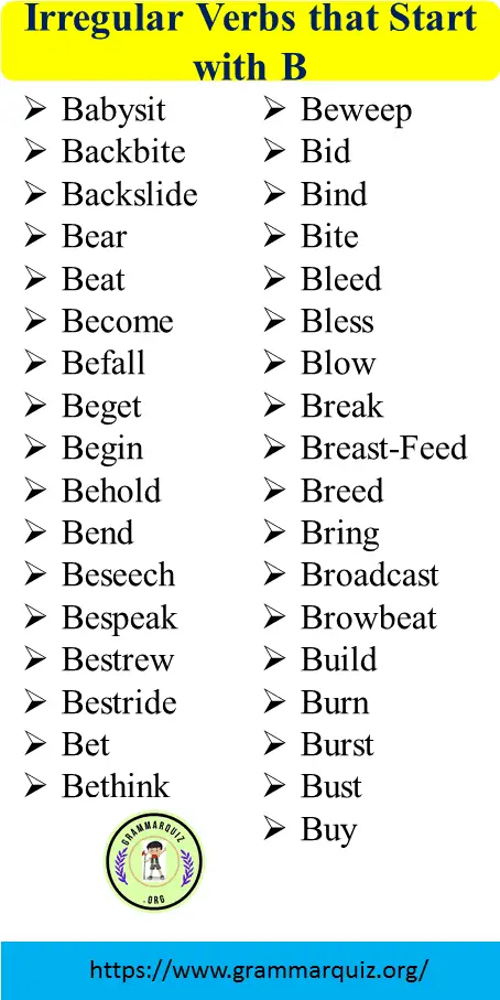 Irregular Verbs that Start with B