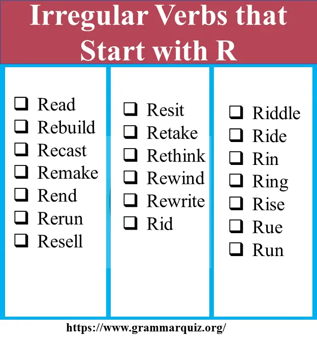 20 Irregular Verbs that Start with R