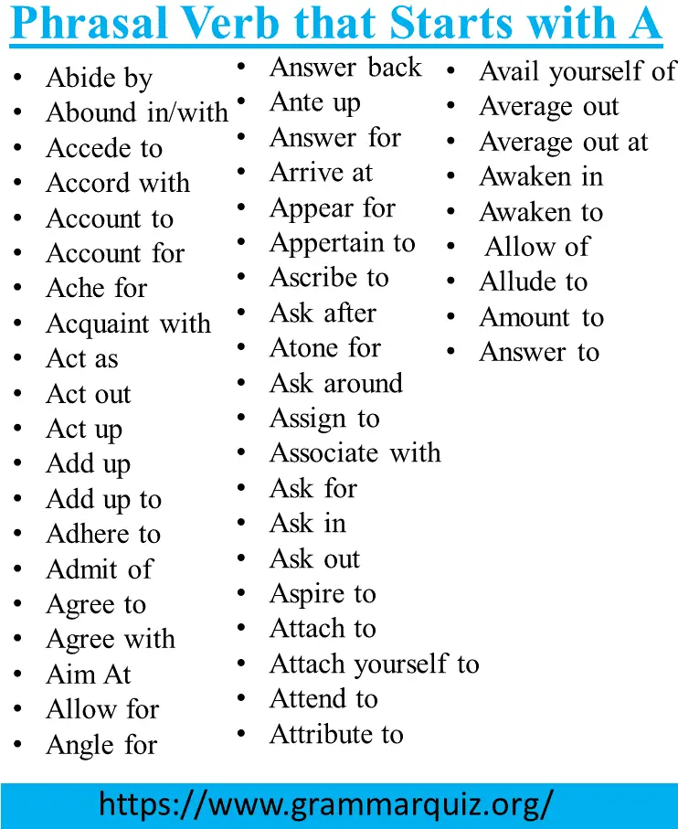 Phrasal Verb that Starts with A