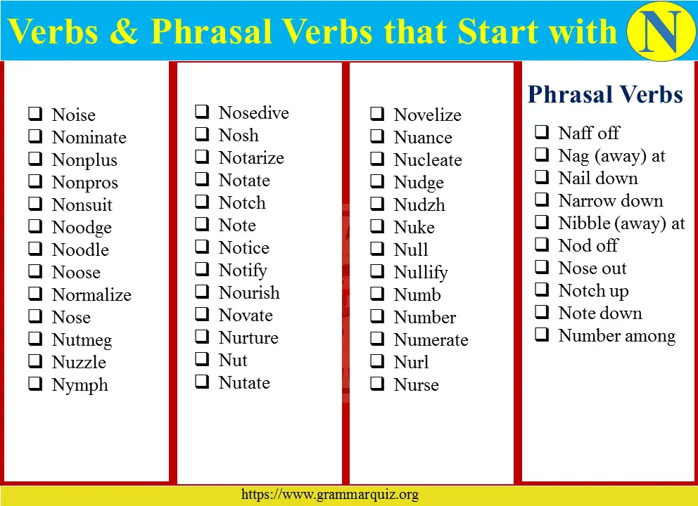Verbs and Phrasal Verbs that Start with N