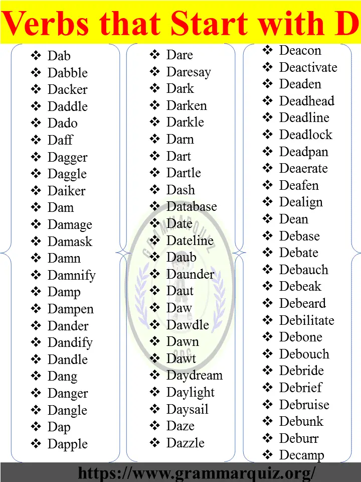 Verbs that Start with D