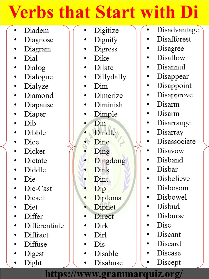 Verbs that Start with Di