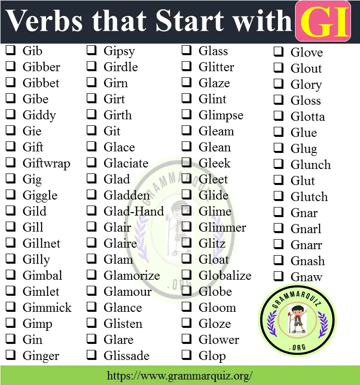 Verbs that Start with Gi