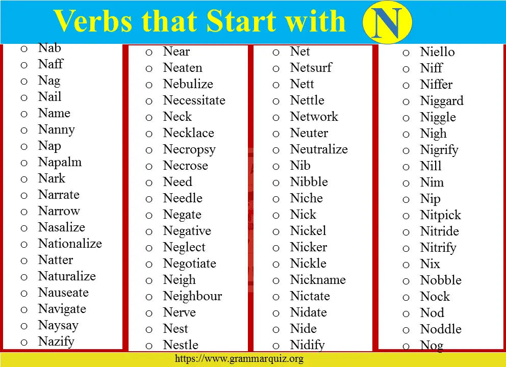Verbs that Start with N