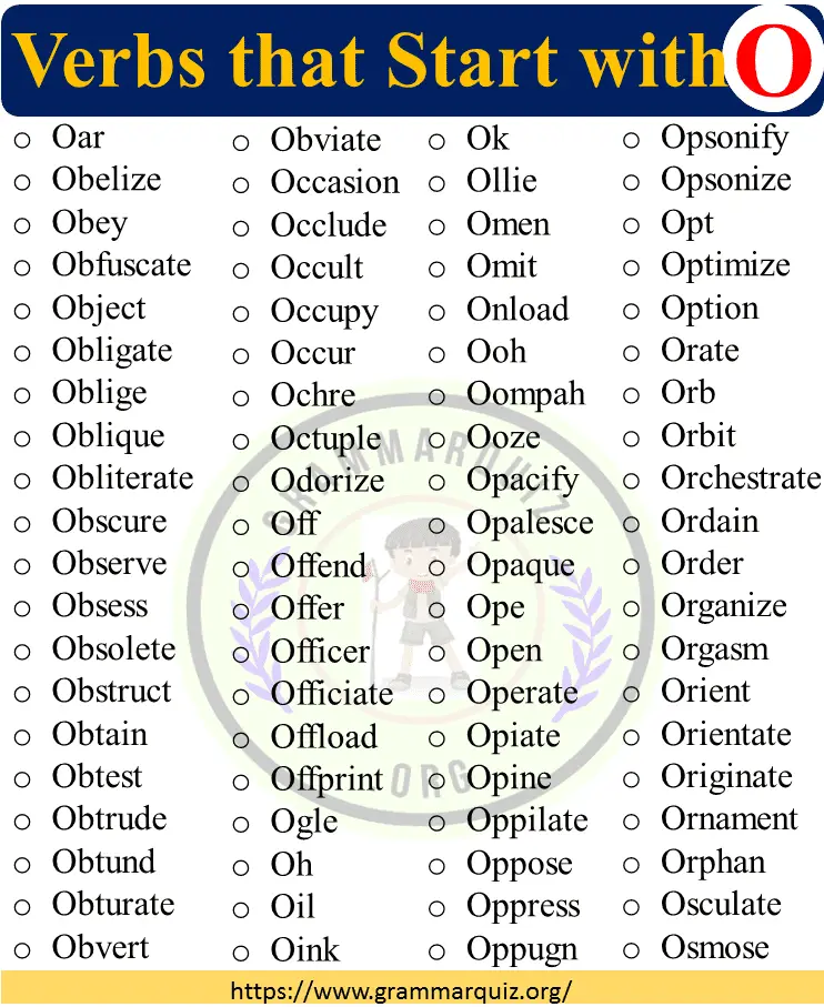 Verbs that Start with O
