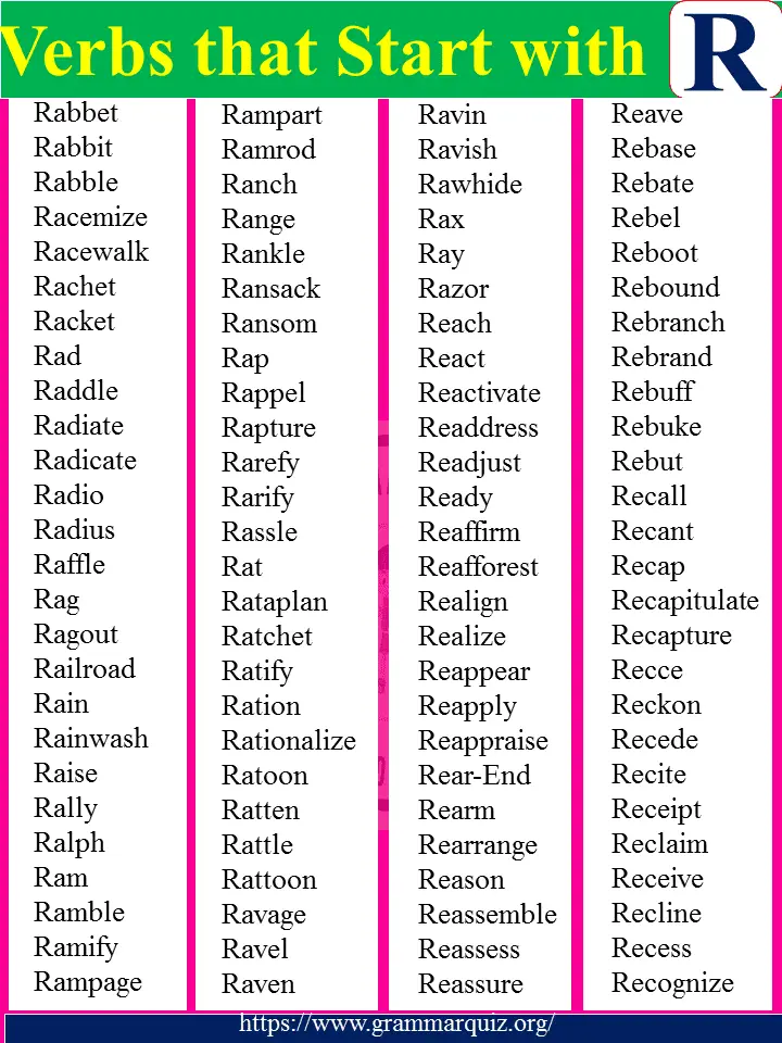 Verbs that start with R