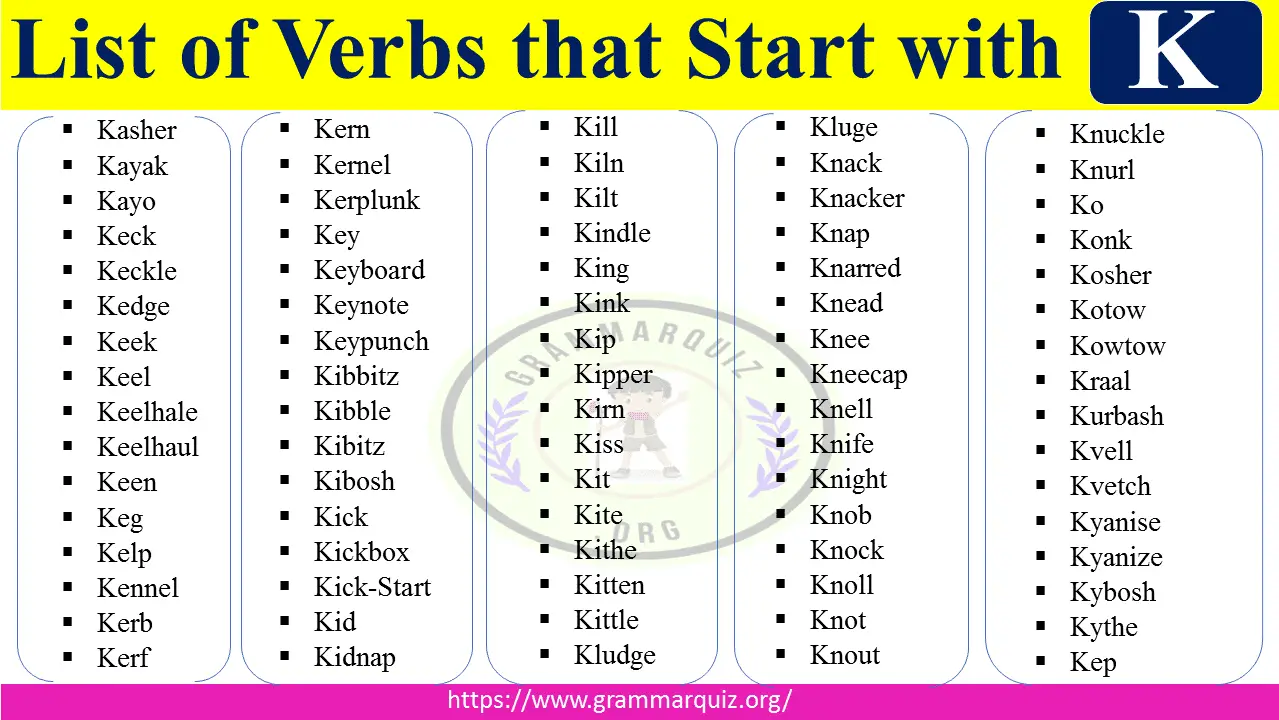 Verbs that Start with k