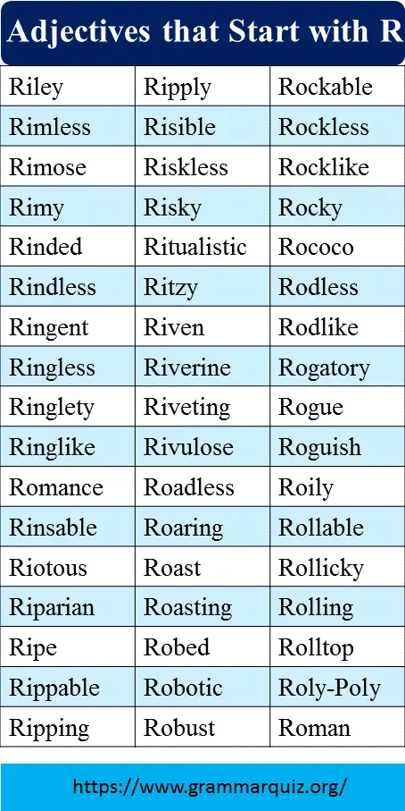 Adjectives Starting with R Image