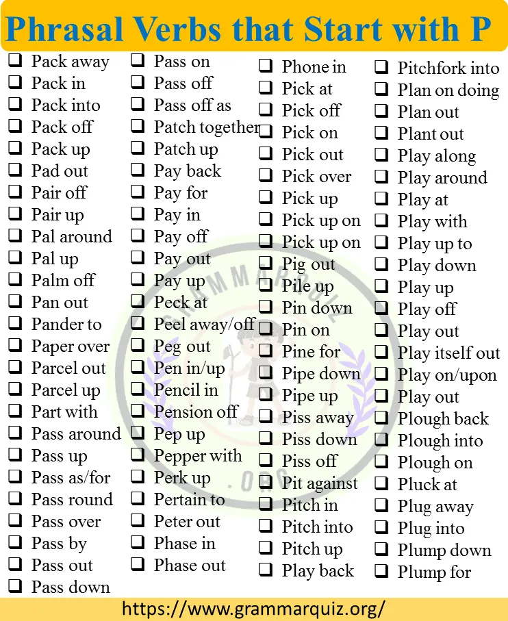 Phrasal Verbs that Start with P