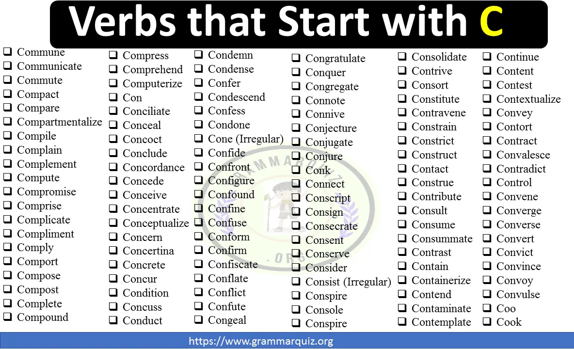 Verbs that Start with C, Co