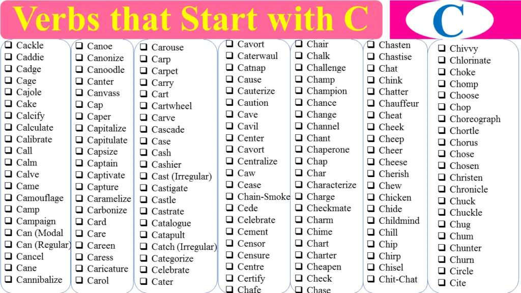 Verbs that Start with C 